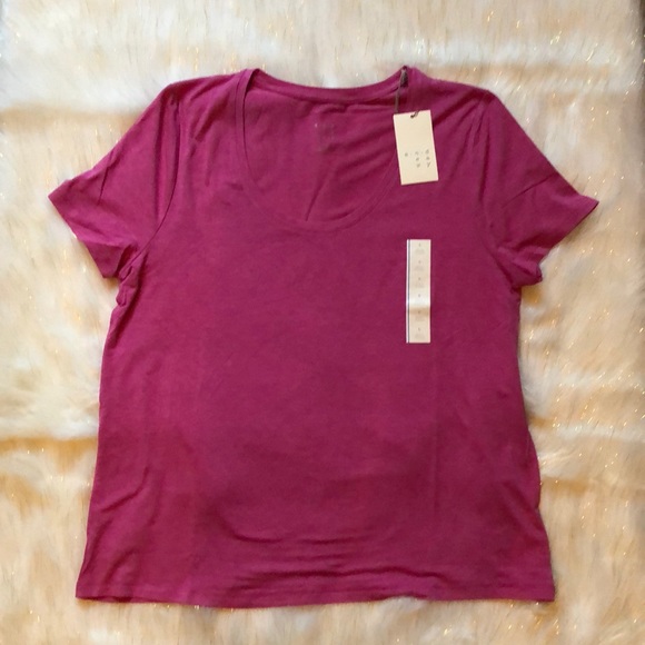 Pink Scoop Neck T-shirt Sz. L Rayon Cool Feel - Picture 2 of 5